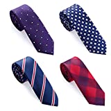 AUSKY Elegant Business Skinny Necktie Mens Ties Textured Mixed set 4 Packs (4 PACKS D)