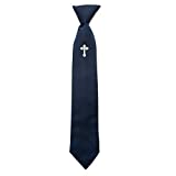 First Communion Cross Navy Blue One Size Fits Most Fabric Boy's Neck Tie