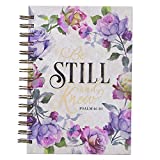 Christian Art Gifts Large Hardcover Notebook/Journal Be Still and Know – Psalm 46:10 Bible Verse Purple Rose Inspirational Wire Bound Spiral Notebook w/192 Lined Pages, 6” x 8.25”