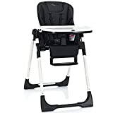 INFANS High Chair for Babies & Toddlers, Foldable Highchair with Multiple Adjustable Backrest, Footrest and Seat Height, Removable Tray, Detachable PU Leather Cushion, Built-in Rear Wheels (Black)