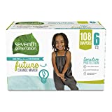 Seventh Generation Baby Diapers, Size 6, 108 count, One Month Supply, for Sensitive Skin