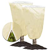 MIXC 2-Pack Plant Cover Tree Blanket Jacket with Zipper 47.2”W x 70.8”H Freeze Frost Protection Cloth for Potted Plants Fruit Trees (120x180cm)