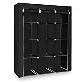 SONGMICS 51 Inch Portable Closet Wardrobe Storage Organizer with 10 Shelves, Quick and Easy to Assemble, Extra Space, Black URYG93BK