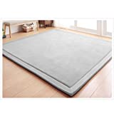 Loartee Nursery Rug Coral Velvet Crawling Rugs Mat Area Rugs Play Crawling Mat(5.0'x 6'8", Gray) for Toddler Children Play Mat Yoga Mat Exercise Pads Carpet