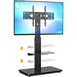 5Rcom Swivel TV Floor Stand with Mount for 32 37 43 50 55 60 65 inch Plasma LCD LED Flat or Curved Screen TVs, Tall TV Stand Mount, Height Adjustable and Space Saving for Bedroom/Living Room