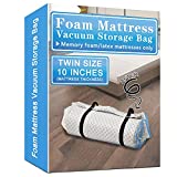 Twin Size Memory Foam Mattress Vacuum Storage Bag for 10 inches Mattress, Waterproof and Airtight Vacuum Seal Mattress Bags for Moving, Shipping and Storage with 2 Moving Straps