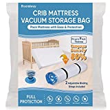 Crib Mattress Vacuum Bag, Protect & Compress Crib Mattress by 80%,Heavy Duty Zippered Crib Mattress Storage Bag for Moving Crib & Crib Storage, Infant Mattress Storage Bag