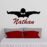 Boys Personalized Swimming Wall Decal, Swimmer Vinyl Stickers, Swim Gifts, 30 Colors & Several Sizes