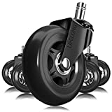 Office Chair Wheels Black Replacement Rubber Chair casters for Hardwood Floors and Carpet, Set of 5, Heavy Duty Office Chair casters for Chairs to Replace Chair mats - Universal fit