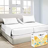 California Design Den Split King Sheets for Adjustable Bed, 5 Pc Luxury 400 Thread Count 100% Cotton Sheets Set with 2 Twin-XL Fitted Sheets, Bed Sheets Beat Egyptian Cotton Claims (Bright White)