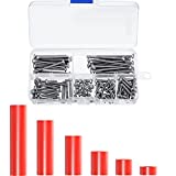 150 Pieces Electrical Outlet Extender Kit 60 Pieces Outlet Screw Spacers and 90 Pieces 6-32 Thread Flat Head Device Mounting Screws for Household and Industrial Electricity, 6 Lengths (Red)