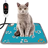 Furrybaby Pet Heating Pad, Waterproof Dog Heating Pad Mat for Cat with 5 Level Timer and Temperature, Pet Heated Warming Pad with Durable Anti-Bite Tube Indoor for Puppy Dog Cat (Green Paw, 18" X 18")