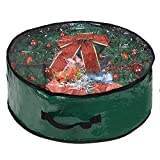 ProPik Christmas Wreath Storage Bag 30" - Garland Holiday Container with Clear Window - Tear Resistant Fabric - 30" X 30" X 8" (Green)