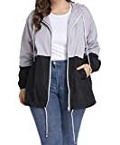 kacocob Women's Plus Size Rain Jacket Lightweight Hooded Rain Coat Windbreaker Black 4X-Large