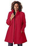 Woman Within Women's Plus Size Fleece Swing Funnel-Neck Coat - 5X, Classic Red