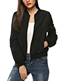 Zeagoo Womens Classic Quilted Jacket Short Bomber Jacket Coat Black Plus size