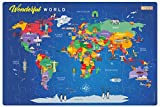 World Map Puzzle, Floor Puzzles for Kids Ages 3-5, 4-8-10, Geography Games Kids Puzzle, Large Floor 54 Piece Jigsaw Puzzles for Kids 36" x 24", Educational Toy with Interactive Quiz Cards