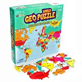 GeoToys  GeoPuzzle World  Educational Kid Toys for Boys and Girls, 68 Piece Geography Jigsaw Puzzle, Jumbo Size Kids Puzzle  Ages 4 and up