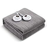 Heated Mattress Pad Queen Size Comfort Soft Flannel 10 Heating Levels & Auto Shut Off, Electric Bed Warmer Pad with Dual Controllers, Up to 15" Deep Pocket, Grey