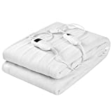 Dual Control Heated Mattress Pad, Wellhut Electric Heating Pads, Queen/King Bed Warmer w/ 8 Heat Levels, 4 Timings, UL&ETL Approved, Overheating Protection, Machine Washable