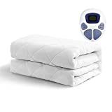 MAEVIS Heated Mattress Pad Dual Control Queen Size,10 Heat Setting,Quilted Electric Mattress Pads Fit up to 15" with 1-12 Hours Auto Shut Off (White,Queen(60"x80"))
