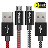 PS4 Controller Charger Charging Cable â€“ 2 Pack 10FT Nylon Braided Micro USB 2.0 High Speed Data Sync Cord for Playstation 4, PS4 Slim/Pro, Xbox One S/X Controller, Android Phones (2 Pack)