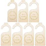 7 Pieces Baby Closet Size Divider Wooden Baby Closet Organizers Hanging Closet Dividers from Newborn Infant to 24 Months for Home Nursery Baby Clothes (Wood Color)