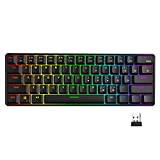 RedThunder K61 Rechargeable Wireless 60% Mechanical Keyboard, True RGB Backlit, Keyboard with 61 Keys Compact Layout for Laptop PC Mac PS4 Xbox One Long-Lasting Built-in Battery (Black, Blue Switch)