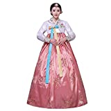 Female Korean Hanbok Traditional Dress Palace Korea Wedding Dance Costume Oriantal Dae Jang Geum Costume For Stage (M, Light Pink)