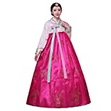 Positive Costume Female Korean Traditional Long Sleeve Classic Hanboks Dress Cosplay Costume Women Palace Korea Wedding Dance Costume (S, Rose Red), Small