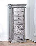 Hives and Honey Landry Smoke Grey Jewelry Armoire Standing Cabinet with Mirror and Necklace, Earring, Bracelet Storage