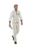 Casual Linen Beige Men's 2 Piece Suits Wedding Suits Slim Fit Groomsmen Tuxedos Prom Blazer Custom Summer Linen Vest+Pant be-L/4236