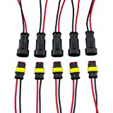 HIGHROCK 5 Kit 2 Pin Way Car Waterproof Electrical Connector Plug with Wire AWG Marine