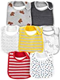 Simple Joys by Carter's Unisex Babies' Teething Bibs, Pack of 7, White/Grey Heather, Animal/Sailboats, One Size