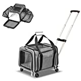 Ruff Life 101 Airline Approved Expandable Premium Pet Carrier on Wheels- Two Sided Expandable Rolling Carrier- Designed for Dogs & Cats- Extra Spacious Soft Lined Carrier! (Grey)