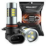 SEALIGHT H10/9145/9140 LED Fog Light Bulbs, 6000K Xenon White, 27 SMD Chips, 360-degree Illumination, Non-polarity, Pack of 2