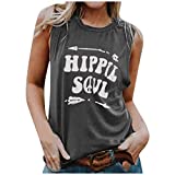 Dosoop Hippie Soul Tank Tops for Women Graphic Tee Shirts Casual Summer Loose Sleeveless T-Shirt Crewneck Blouse Vest