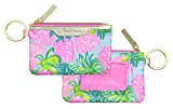 Lilly Pulitzer ID Case Keychain Wallet with Zip Close, Cute Durable Card Holder for Women Teen Girls, Pineapple Shake