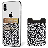SHANSHUI Phone Wallet, 2 Pack Phone Stick On Wallet Card Holder Pocket Compatible with iPhone, Android and All Smartphones-White Cheetah