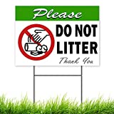 Please Do Not Litter Sign with Stakes 14x10 Don't Litter Yard Sign - No Littering Yard Sign - No Trash Sign - Recycle Sign No Cigarette Butts Yard Sign - No Littering Sign - No Litter Signs Outdoor