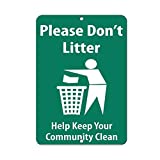 BIN SHANG Metal Aluminum Sign Please Don't Litter Help Keep Your Community Clean Plaque for Yard Garage Driveway House Fence