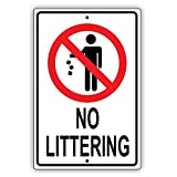 No Littering with Symbol Aluminum Metal Sign Made in The USA UV Protected 8"x12"