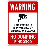 No Dumping Sign, Video Surveillance Sign, No Dumping Fine $500 Sign, 10x14 Rust Free Aluminum, Weather/Fade Resistant, Easy Mounting, Indoor/Outdoor Use, Made in USA by Sigo Signs