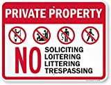 SmartSign "Private Property - No Soliciting, Loitering, Littering, Trespassing" Sign | 18" x 24" Aluminum