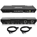 TESmart HDMI 4K@60Hz Ultra HD 2x1 HDMI KVM Switch 3840x2160@60Hz 4:4:4 with 2 Pcs 5ft KVM Cables Supports USB 2.0 Devices Control up to 2 Computers/Servers/DVR (Black)