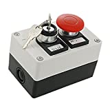 URBEST 660V 10A Red Momentary Mushroom 2 Position on/Off Key Lock Rotary Push Button Switch
