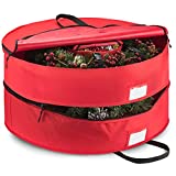 ZOBER Double Premium Christmas Wreath Storage Bag 30, with Compartment Organizers for Christmas Garlands & Durable Handles, Protect Artificial Wreaths - Holiday Xmas Bag Tear Proof 600D Oxford