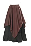 NSPSTT Women Renaissance Gothic Victorian Skirt Asymmetric Medieval Dresses Brown