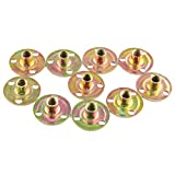 E-outstanding Round Base T-Nut 10PCS Brad Hole Tee Nut Thin Iron Nut Furniture Hardware Accessories 1/4 inch-20