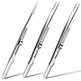 3 Pieces Diamond Stone Tweezers Gem and Jewelry Tweezers Stainless Steel Slide Locking Serrated Fine Pointed Tip Tweezers with Gem Slot (Straight Pointed Tip)